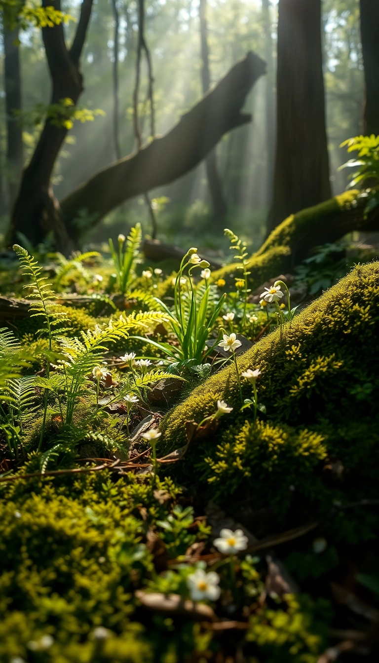 iPhone Spring Forest Floor Scenic Wallpaper Copyright-Free Stock Image